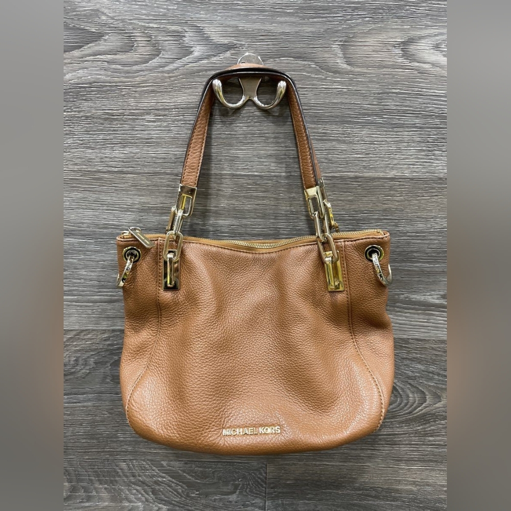 Michael Kors MK Brooke Tan Brown Leather Shoulder Crossbody Bag - Picture 3 of 8